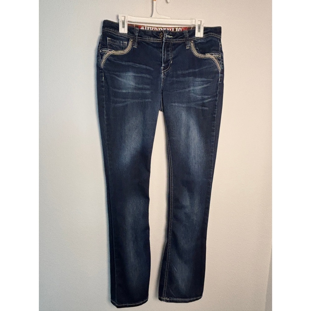 Hydraulic Jeans Womens 13/14 Dark Wash Bootcut Thick Stitch Embroidered